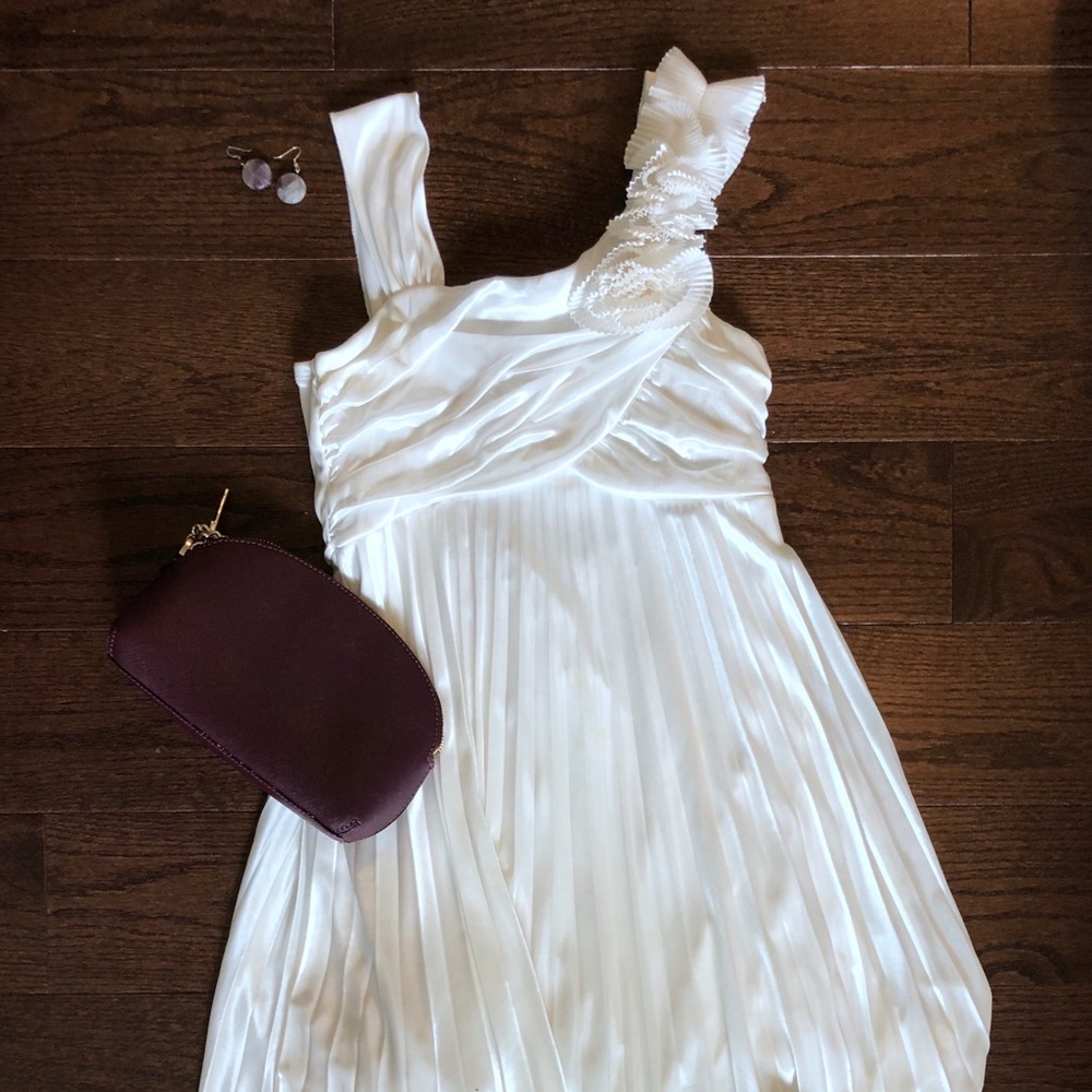 White Dress with Fabric Flowers